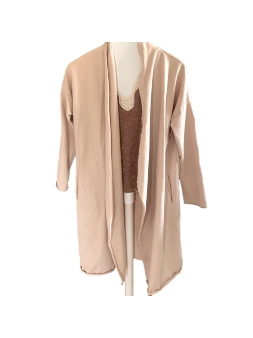 Listicle Long Cream Beige Cardigan